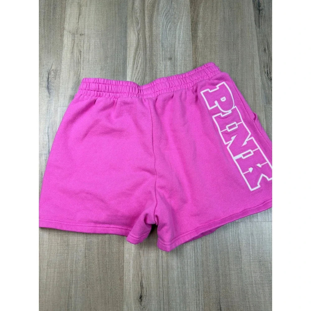 Victorias Secret PINK Ivy Fleece Sweat Shorts‎ Pink Logo Drawstring Womens Large